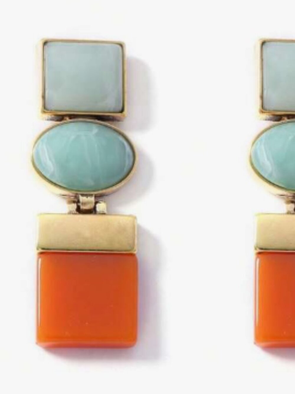 vintage Contrast Color Alloy Geometric Patchwork Dangle Earrings